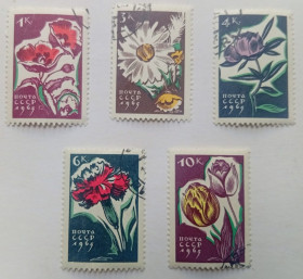 СРСР - СССР - ^/--/^ СССР 1965 Цветы, гашеные (II) ^_^^^ СРСР 1965 Квіти, гашені (II) - фото фото фото