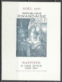 Руанда Руанда ^/--/^ Руанда 1971 Рождество живопись ван Дейк бл.В ^_^^^ 1971 — Різдво живопис ван Дейк бл. - фото фото фото