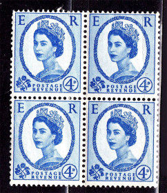 Великобританія Великобритания ^/--/^ Великобритания  1952 г - HM QE-II -  стандарт  - квартблок ^_^^^ 1952 — HM QE-II — стандарт — квартблок - фото фото фото