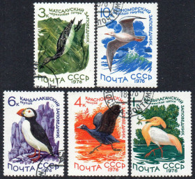 СРСР - СССР - ^/--/^ СРСР 1976 - Заповідники СРСР   (Г) повна серія ^_^^^ СССР 1976 — Заповедники СССР (Г) полная серия - фото фото фото