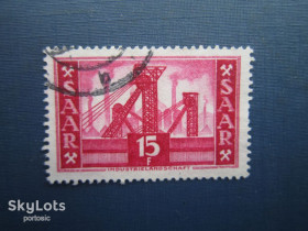 Інше Другое ^/--/^ Марка Германия Саар 1952 шахта 15 фр красная гаш ^_^^^ Марка Німеччина Саар 1952 шахта 15 фр червона гаш - фото фото фото
