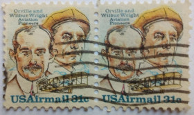 Північна Америка Северная Америка ^/--/^ США 1978 Орвилл и Уилбур Райт, сцепка, гашеная ^_^^^ США 1978 Орвілл і Вілбур Райт, зчіпка, гашена - фото фото фото