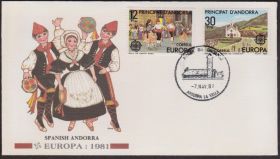 Європа Европа ^/--/^ Андорра Испаская 1981 ТАНЦЫ КОСТЮМЫ ЕВРОПА ФОЛЬКЛОР МУЗЫКА ЭТНОГРАФИЯ КУЛЬТУРА КПД Mi.138-139 ^_^^^ Андорра Іспаська 1981 Танці КОСТЮМИ ЄВРОПА ФОЛЬКЛОР МУЗИКА ЕТНОГРАФІЯ КУЛЬТУРА КПД Mi.138-139 - фото фото фото