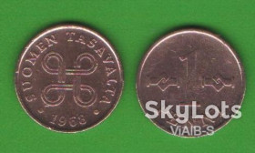 Фінляндія Финляндия ^/--/^ 1 пенни Финляндия 1968 ^_^^^ 1 Пенні Фінляндія 1968 - фото фото фото