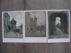 СРСР СССР ^/--/^ Города и люди Б.Щербаков открытки 3 шт 1958 год ^_^^^ Міста і люди Б.Щербаків листівки 3 шт 1958 - фото фото фото