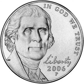 Обігові Обиходные ^/--/^ 5 центов 2006 P UNC США ^_^^^ 2006 P UNC США - фото фото фото