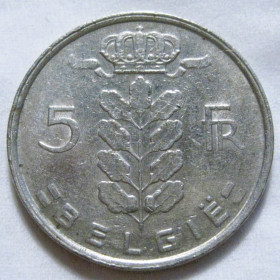 Бельгія Бельгия ^/--/^ Бельгія 5 франків 1977 року BELGIË #6 /--/ П /--/ 1719 ^_^^^ Бельгия 5 франков 1977 года BELGIË #6 /--/ П /--/ 1719 - фото фото фото