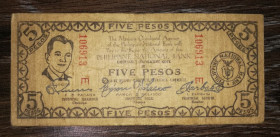 Філіппіни Филиппины ^/--/^ PHILIPPINES Філіппіни Мінданао 5 песо 1942 S /--/ 578 /--/ b 2-й випуск. Підписи на реверсі. ^_^^^ PHILIPPINES Филиппины Минданао 5 песо 1942 S /--/ 578 /--/ b 2-й выпуск. Подписи на реверсе. - фото фото фото