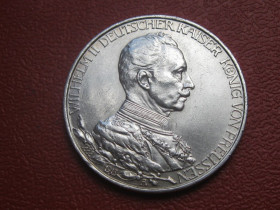 Німецька імперія (-) Германская империя (-) ^/--/^ Пруссия.3 марки 1913 А.25 лет правления. Серебро.. Оригинал.Отличный сохран. аUNC   (2) ^_^^^ Пруссія.3 марки 1913 А.25 років правління. Срібло. Оригінал.Відмінний збереження. АUNC (2) - фото фото фото