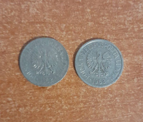 - року - года ^/--/^ Польша 20 грошей Лот 2 шт 1962 1963 Polska 20 groszy ^_^^^ Польша 20 денег Лот 2 шт 1962 1963 Polska 20 groszy - фото фото фото