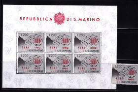 Малі Держави Європи Малые Государства Европы ^/--/^ Сан Марино  1962 г  MNH - блок + марка - ^_^^^ Сан Марино 1962 MNH - блок + марка - фото фото фото