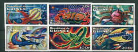 Освоєння космосу Освоение космоса ^/--/^ Гвинея Guinea  Space 1972 Mi 610-615 /--/ B Space fantasy animals MNH ^_^^^ Гвінея Guinea Space 1972 Mi 610-615 /--/ B Space fantasy animals MNH - фото фото фото