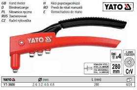 Степлери Степлеры ^/--/^ Заклепочник ручной YATO 2,4/3,2/4,0/4,8 l /--/ 280 мм YT-3600 ^_^^^ Заклепник ручної YATO Польща 2,4/3,2/4,0/4,8 l /--/ 280 мм YT-3600 - фото фото фото
