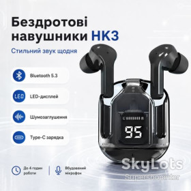 Навушники Наушники ^/--/^ Беспроводные Bluetooth-наушники HK /--/ 3 TWS вакуумные с LED-дисплеем, шумоподавлением, микрофоном, игровым режимом и зарядным ^_^^^ Бездротові Bluetooth-навушники HK /--/ 3 TWS вакуумні з LED-дисплеєм, шумоподавленням, мікрофоном, ігровим режимом і зарядним - фото фото фото