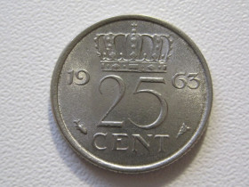 Нідерланди Нидерланды ^/--/^ Нидерланды 25 центов 1963 года #35161 ^_^^^ Нідерланди 25 центів 1963 року #35161 - фото фото фото