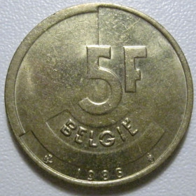 Бельгія Бельгия ^/--/^ Бельгія 5 франків 1986 року BELGIË #39699 ^_^^^ Бельгия 5 франков 1986 года BELGIË #39699 - фото фото фото