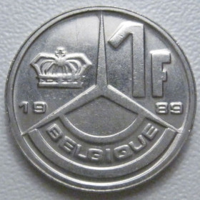 Бельгія Бельгия ^/--/^ Бельгія 1 франк 1989 року Belgique 42749 ^_^^^ Бельгия 1 франк 1989 года Belgique 42749 - фото фото фото