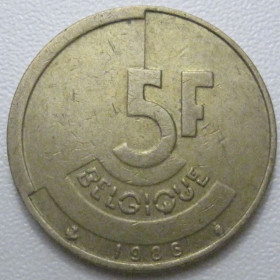 Бельгія Бельгия ^/--/^ Бельгія 5 франків 1986 року Belgique 42893 ^_^^^ Бельгия 5 франков 1986 года Belgique 42893 - фото фото фото