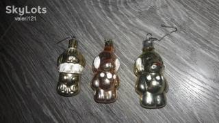 Ялинкові іграшки Ёлочные игрушки ^/--/^ Елочная игрушка собака  СССР стекло 3 шт ^_^^^ Іграшка собака СРСР скло 3 шт - фото фото фото
