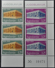 Інше Другое ^/--/^ Югославия Европа СЕПТ 1969 серия в сцепках ^_^^^ Югославія Європа СЕПТ 1969 серія в зчепках - фото фото фото
