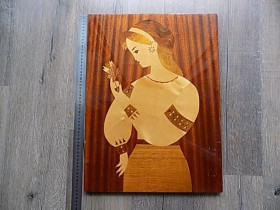 Інше Другое ^/--/^ Панно инкрустация дерево Девушка с цветком СССР ^_^^^ Панно інкрустація дерево Дівчина з квіткою СРСР - фото фото фото