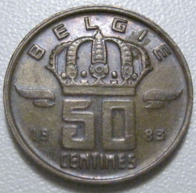 Бельгія Бельгия ^/--/^ Бельгія 50 сантимів 1983 року Belgie 42493 ^_^^^ Бельгия 50 сантимов 1983 года Belgie 42493 - фото фото фото