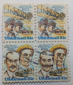Північна Америка Северная Америка ^/--/^ США 1978 Орвилл и Уилбур Райт, квартблок, гашеная ^_^^^ 1978 — Орвілл і Вілбур Райт, квартблок, гашена - фото фото фото