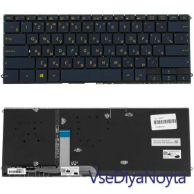 Клавіатури Клавиатуры ^/--/^ Клавиатура для ноутбука ASUS (UX /--/ 490 series) rus, blue, без фрейма, подсветка клавиш ^_^^^ Клавіатура для ноутбука ASUS (UX /--/ 490 series) rus, blue, без фрейму, підсвічування клавіш - фото фото фото