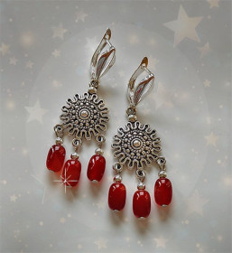 Сережки Серьги ^/--/^ Посеребренные серьги из сердолика ^_^^^ Серебренні сережки з сердолика та онікса - фото фото фото
