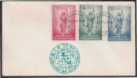 Азія Азия ^/--/^ Филиппины 1946 1-Й ДЕНЬ НЕЗАВИСИМОСТИ САМООПРЕДЕЛЕНИЕ СВОБОДА ПОЛИТИКА ГОСУДАРСТВО КПД Mi.458-460 ^_^^^ Філіппіни 1946 1-й день незалежності свобода політика держава ККД Mi.458-460 - фото фото фото