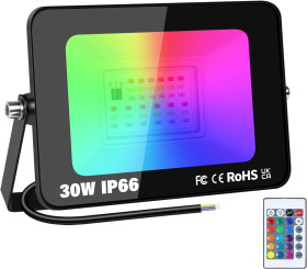 Прожектори Прожекторы ^/--/^ Лот № 15380 30 Вт RGB світлодіодний вуличний прожектор з пультом дистанційного керування, 16 кольорів, 4 режими, функція пам&amp;apos;яті, вуличний/приміський прожектор, водонепроникний неоновий світлодіодний прожектор IP /--/ 66 для садівництва, патіо, вечірки - фото фото фото