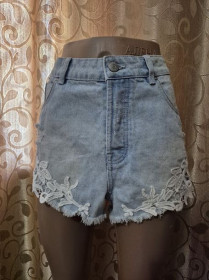 Шорти Шорты ^/--/^ Стильные женские джинсовые короткие шорты с кружевом Denim Co ^_^^^ Стильні жіночі джинсові короткі шорти з мережевим Denim Co - фото фото фото