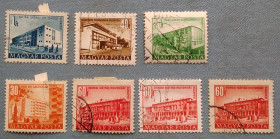 Архітектура Архитектура ^/--/^ Венгрия 1951 г -    Архитектура. План восстановления, гаш, 8 шт  (см.фото) ^_^^^ Угорщина 1951 р. - будівництво п'ятирічки в Будапешті - фото фото фото