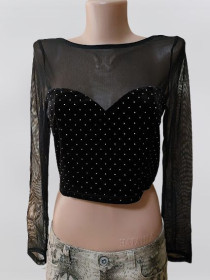 Кофти Кофты ^/--/^ Стильная женская черная велюровая, бархатная короткая кофта, топ River Island ^_^^^ Стильна жіноча чорна велюрова, оксамитова коротка кофта, топ River Island - фото фото фото