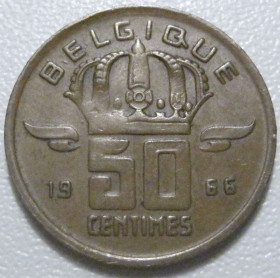 Бельгія Бельгия ^/--/^ Бельгія 50 сантимів 1966 року Belgique 42434 ^_^^^ Бельгия 50 сантимов 1966 года Belgique 42434 - фото фото фото