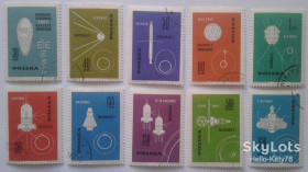 Освоєння космосу Освоение космоса ^/--/^ Польша 1963 космос СССР США Mi 1437-1446 ^_^^^ Польща 1963 космос СРСР Mi 1437-1446 - фото фото фото