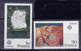 Балтійські країни Балтийские страны ^/--/^ Швеция  1975  г MNH - искусство - флуоресценция белая - б/з стороны ^_^^^ Швеція 1975 р MNH - мистецтво - флуоресценція біла - б/з боку - фото фото фото