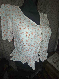 Блузки, сорочки Блузки, рубашки ^/--/^ Блуза 46 New Look белая в цветы ^_^^^ Блуза 46 New Look біла в квіти - фото фото фото
