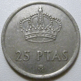 Іспанія Испания ^/--/^ Іспанія 25 песет 1983 року 41766 ^_^^^ Испания 25 песет 1983 года 41766 - фото фото фото