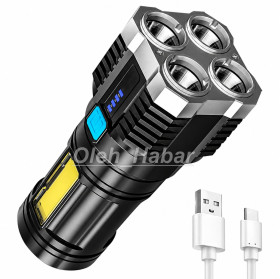 Ліхтарі, ліхтарики Фонари, фонарики ^/--/^ Акумуляторний ручний ліхтар 4 LED + COB 4 режими  (1526) ^_^^^ Аккумуляторный светодиодный фонарь LED+COB (1526) - фото фото фото