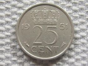 Нідерланди Нидерланды ^/--/^ Нидерланды 25 центов 1951 года #3991 ^_^^^ Нідерланди 25 центів 1951 року #3991 - фото фото фото