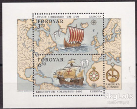 Скандинавія Скандинавия ^/--/^ Фареры Дания 1992 Европа CEPT Mi блок 5 MNH ^_^^^ 1992 — Європа CEPT Mi блок 5 MNH - фото фото фото