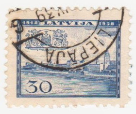 Балтійські країни Балтийские страны ^/--/^ Латвия 1938 г № 220 гашеная ^_^^^ Латвія 1938 р. No 220 гашена - фото фото фото
