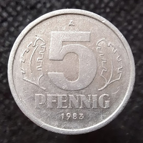 НДР, ФРН ГДР, ФРГ ^/--/^ Німеччина - НДР 5 пфенігів, 1983 ^_^^^ Германия - ГДР 5 пфеннигов, 1983 - фото фото фото