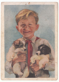 СРСР СССР ^/--/^ Піонер з собакою 1954 Стрелков Р /--/ 8 ^_^^^ Пионер с собакой 1954 Стрелков Р /--/ 8 - фото фото фото
