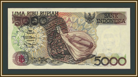 Індонезія Индонезия ^/--/^ Индонезия 5000 рупий 1992  (1999) P-130  (130 /--/ h) UNC ^_^^^ Індонезія 5000 рупій 1992 (1999) P-130 (130 /--/ h) UNC - фото фото фото