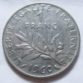 Франція Франция ^/--/^ Франція 1 франк 1960 року #6 /--/ П /--/ 1456 ^_^^^ Франция 1 франк 1960 года #6 /--/ П /--/ 1456 - фото фото фото