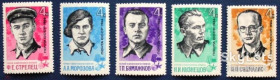 СРСР - СССР - ^/--/^ СССР 1966 война армия герои партизаны СК 3272-3276 MNH ^_^^^ СРСР 1966 війна армія герої партизани СК 3272-3276 MNH - фото фото фото