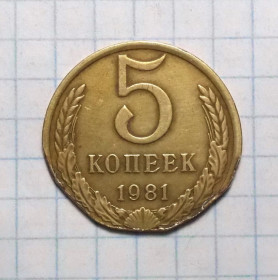 - - ^/--/^ СССР 5 копеек 1981 заточ ^_^^^ СРСР 5 копійок 1981 заточ - фото фото фото