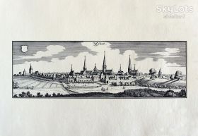 Картини, Гравюри, Живопис та Графіка Картины, Гравюры, Живопись и Графика ^/--/^ Старинная гравюра на бумаге верже Вид на Эссен, 1647, M. Merian ^_^^^ Старовинна гравюра на папері верже Вид на Ессен, 1647, M. Merian - фото фото фото